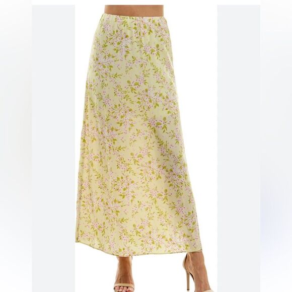 Urban Social XL Floral Yellow Skirt Slit Maxi - Picture 1 of 6